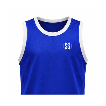 The Southern COMP Jersey by Southern Apparel is a sleeveless blue athletic top with white trim and a small SU paw print logo on the left chest. Coming Soon!.